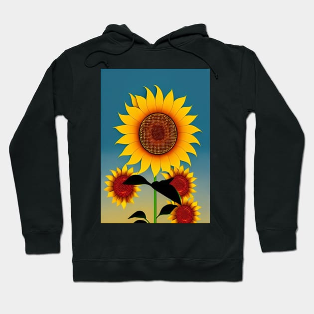 STYLISH SUNFLOWERS TEAL BACKGROUND Hoodie by sailorsam1805